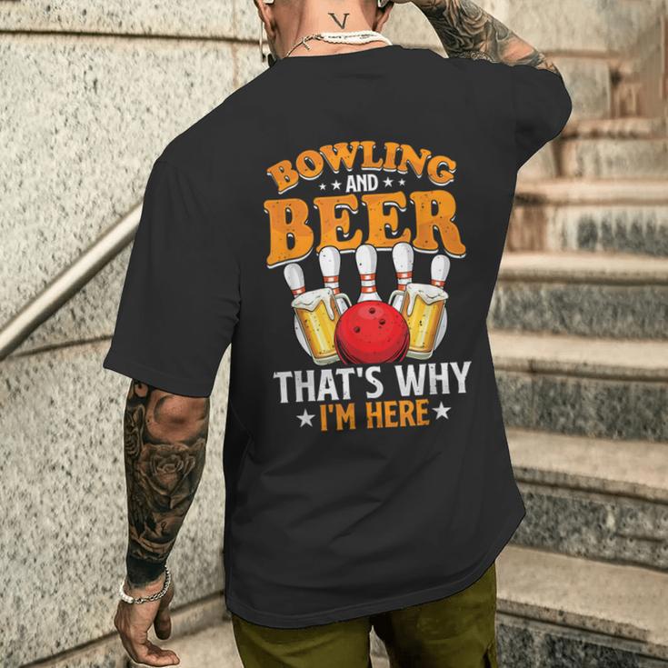 ボウリングビールだから私は面白いですボウラーズボウラープレイヤーチーム メンズTシャツ バックプリント 彼への贈り物