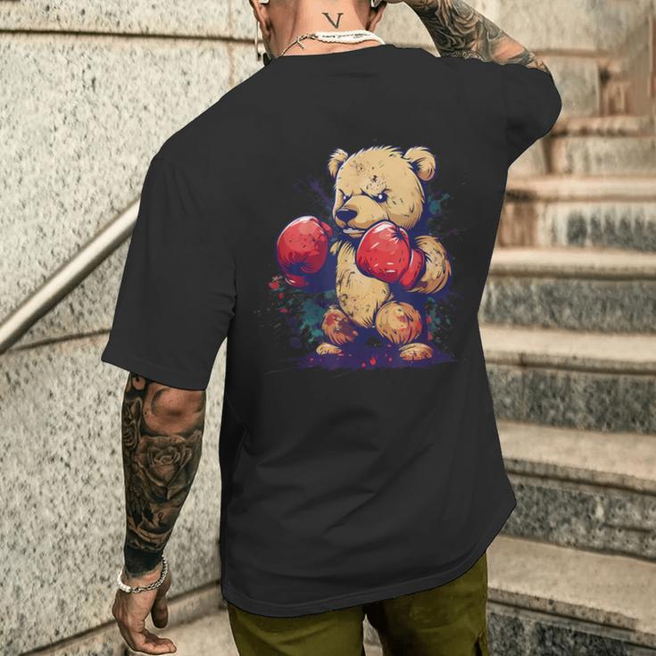 ボクサー 熊 ボクシング グローブ キックボクシング 面白い ボクシング メンズTシャツ バックプリント 彼への贈り物