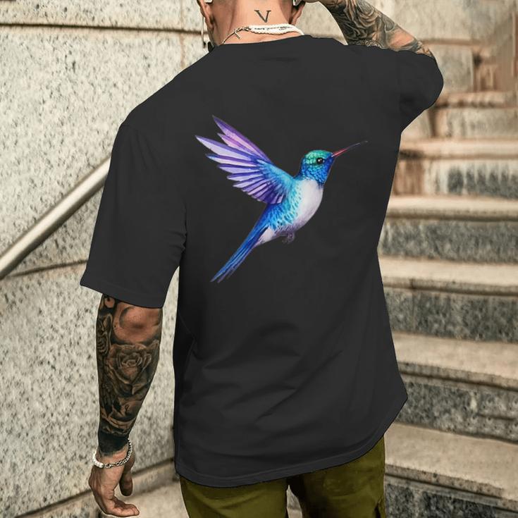 ポケットにハチドリ 水彩ハチドリのデザイン。 メンズTシャツ バックプリント 彼への贈り物