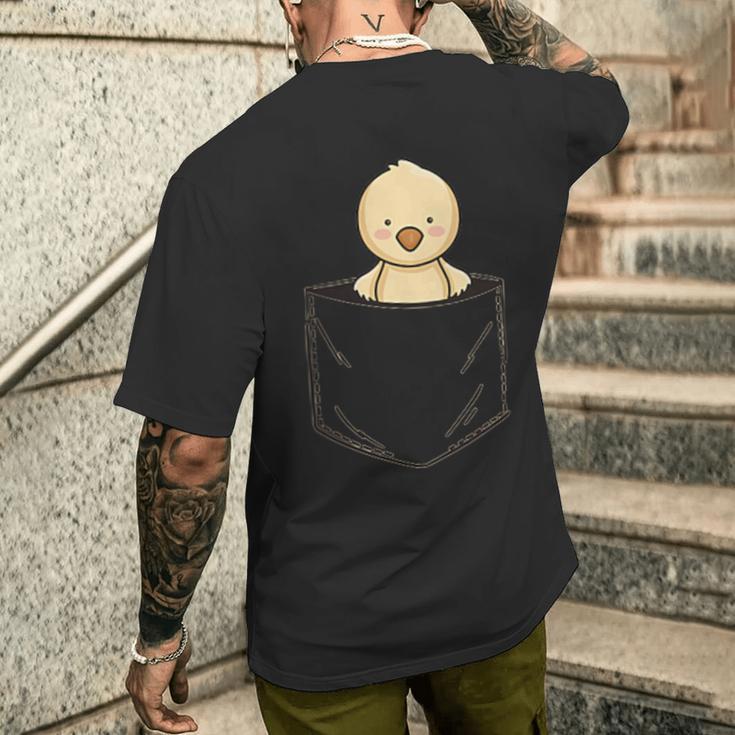 ポケットアニマルかわいいひよこチキンのポケット メンズTシャツ バックプリント 彼への贈り物