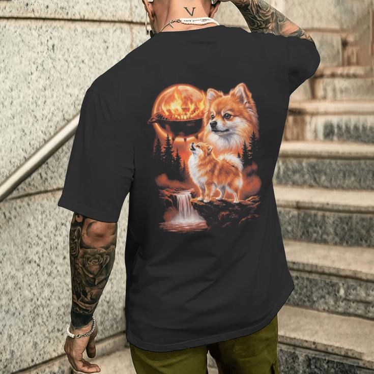 ポメラニアン ハウリング Bbq グリルマスター お父さん ユーモア 面白い 長袖tシャツ メンズTシャツ バックプリント 彼への贈り物