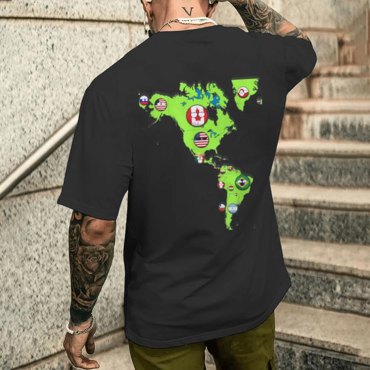 ポーランドボール北米と南米大陸 メンズTシャツ バックプリント 彼への贈り物