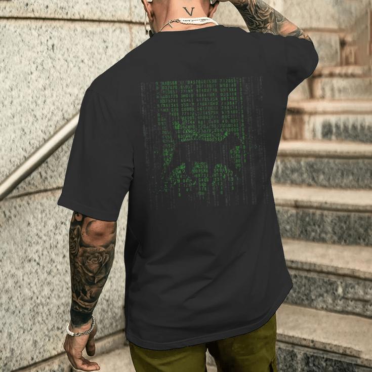 マトリックスキャットアートクール メンズTシャツ バックプリント 彼への贈り物