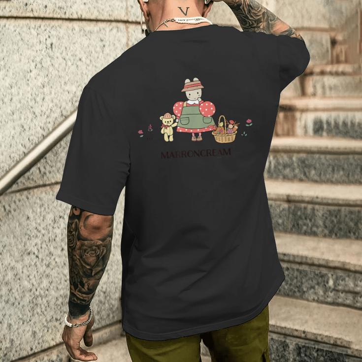 マロンクリーム くまさんと一緒 メンズTシャツ バックプリント 彼への贈り物