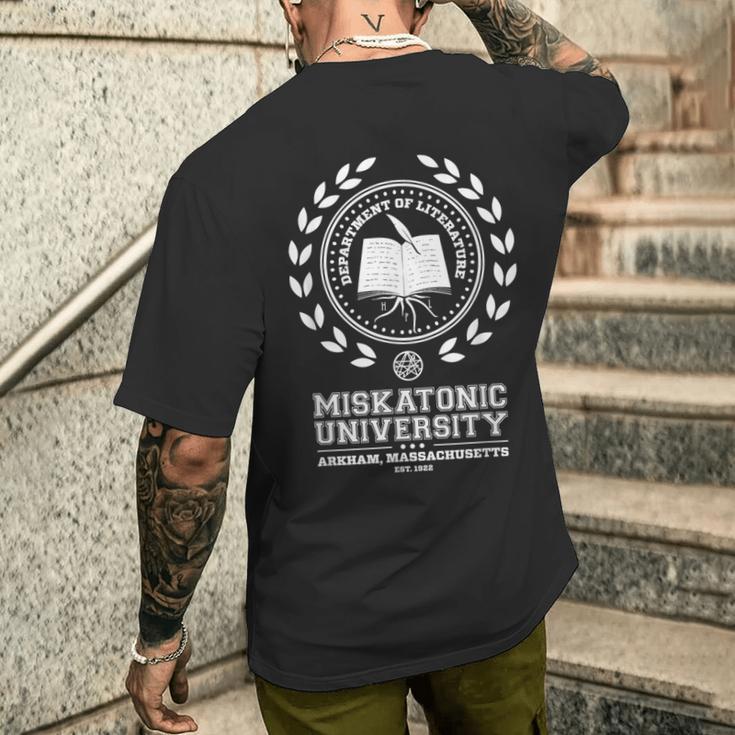ミスカトニック大学クトゥルフ神話ネクロノミコン Call Of Cthulhu Miskatonic 大学 メンズTシャツ バックプリント 彼への贈り物