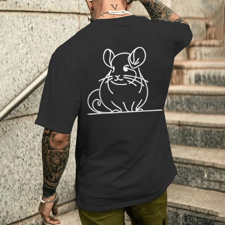 ミニマリスト チンチラ ラインアート シンプル ペット デッサン メンズTシャツ バックプリント 彼への贈り物
