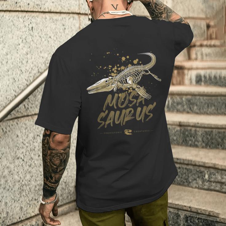 モササウルス スケルトン 古生物学者 化石 恐竜 恋人 メンズTシャツ バックプリント 彼への贈り物