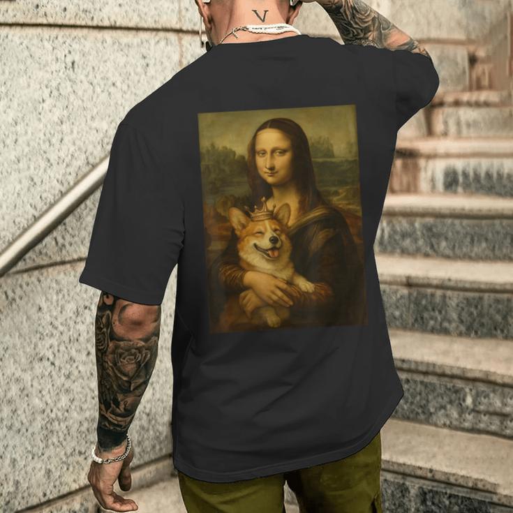 モナ・リサ・コーギー ロイヤル ペット ポートレート 傑作 メンズTシャツ バックプリント 彼への贈り物