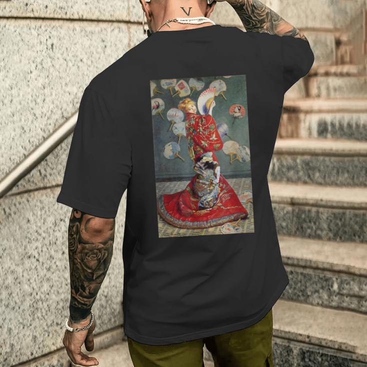 モネのマダム-着物を着たモネ メンズTシャツ バックプリント 彼への贈り物