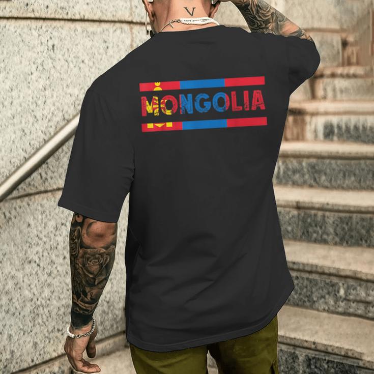 モンゴルのルーツ モンゴル国旗 モンゴルの誇り モンゴル メンズTシャツ バックプリント 彼への贈り物