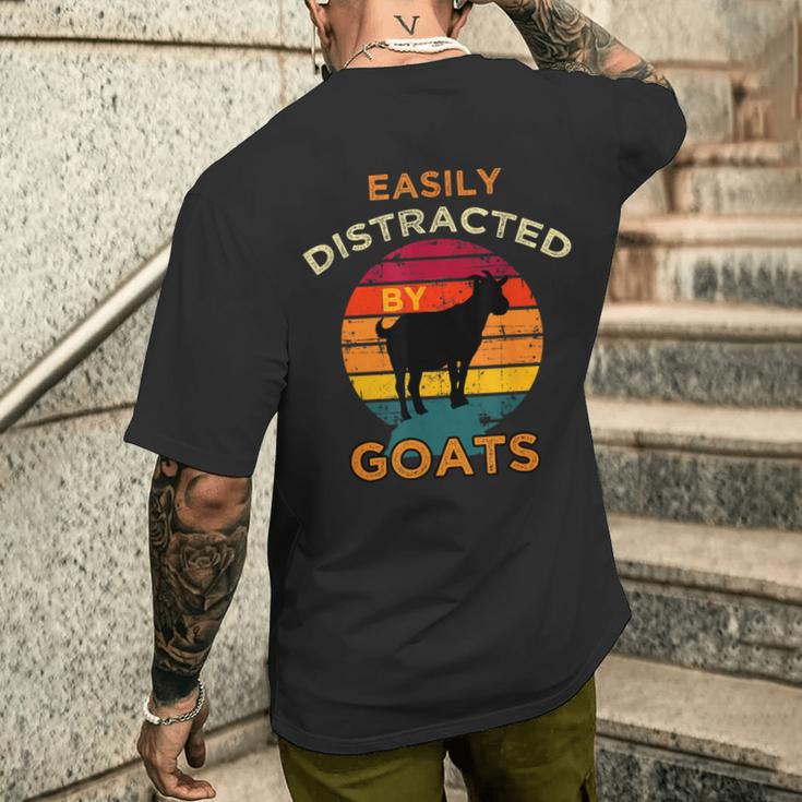 ヤギに簡単に気を取られるヤギ農場 メンズTシャツ バックプリント 彼への贈り物