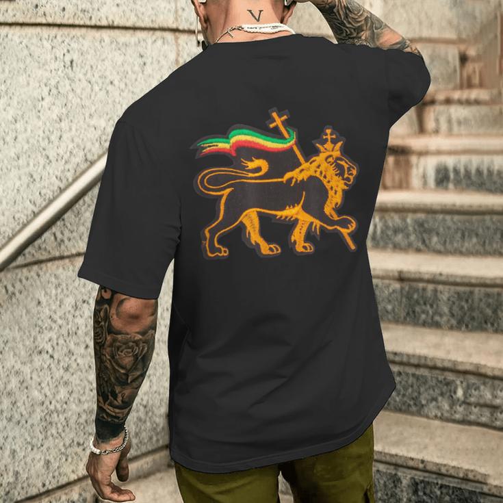 ユダのラスタライオン ユダヤ教のプライド エチオピアとキリスト教徒 メンズTシャツ バックプリント 彼への贈り物