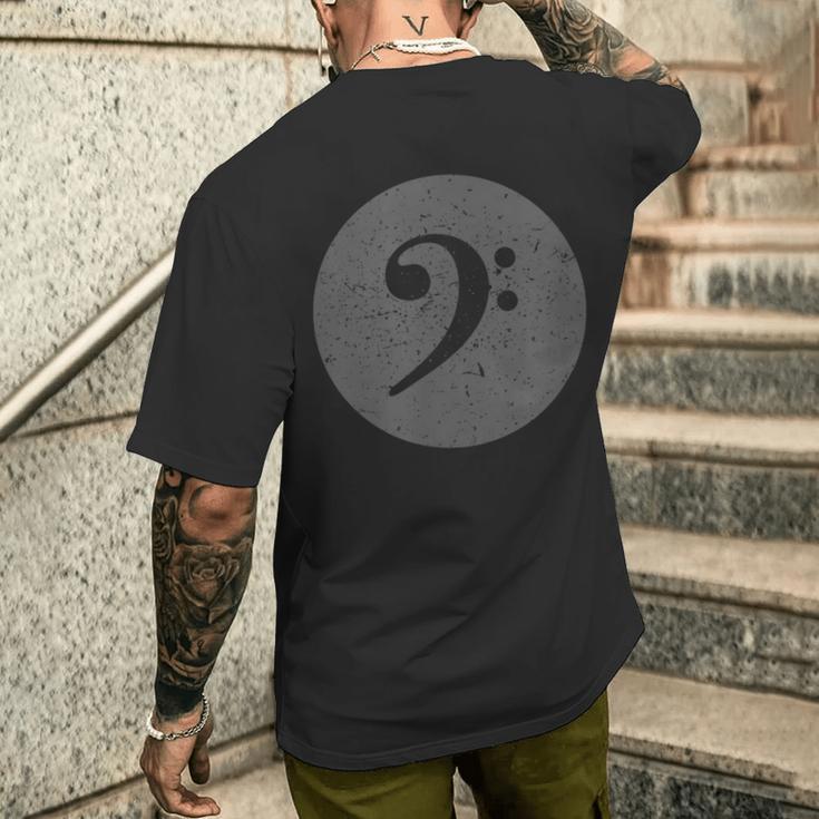 ユーズドドベース音記号F音記号-ベースギター、ダブルベース メンズTシャツ バックプリント 彼への贈り物