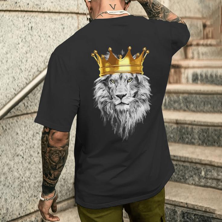 ライオンファンのための王冠を持つライオン メンズTシャツ バックプリント 彼への贈り物