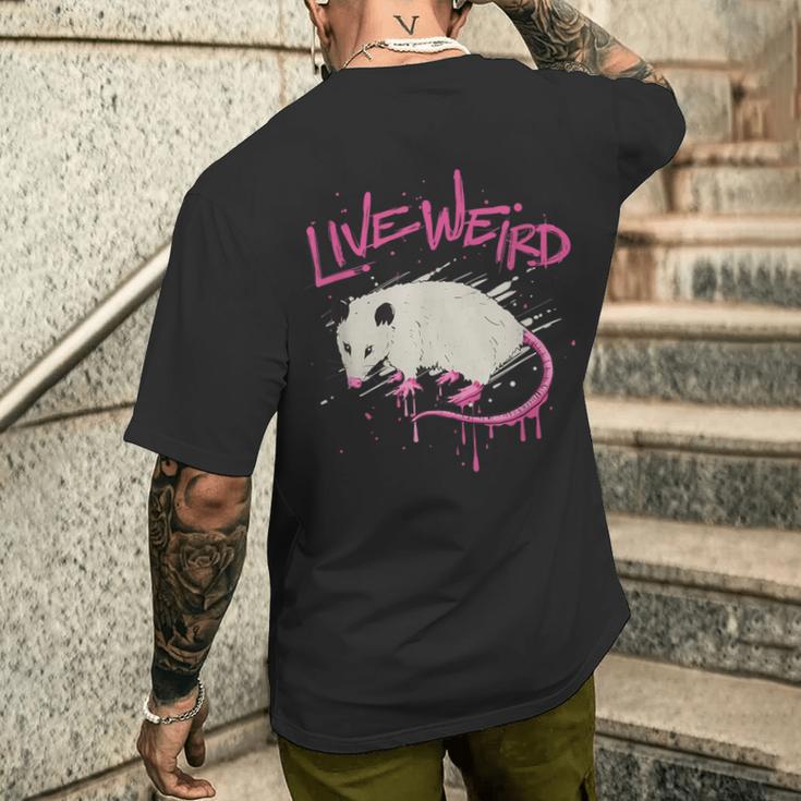 ライブ奇妙なオポッサム面白いポッサム メンズTシャツ バックプリント 彼への贈り物