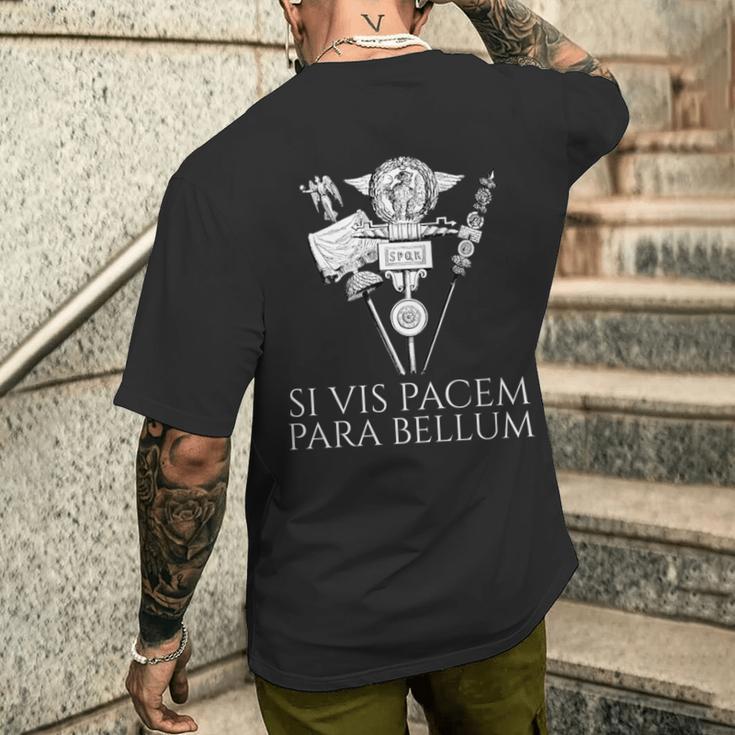 ラテン語の引用句 -Iis Pacem Para Bellum 古代ローマpqr 長袖tシャツ メンズTシャツ バックプリント 彼への贈り物