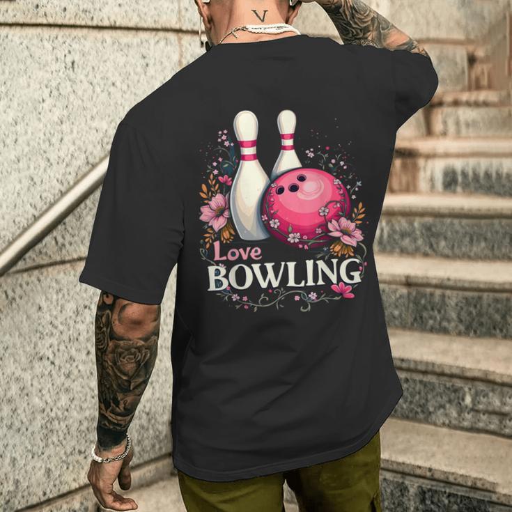 ラブボウリングピンクボール メンズTシャツ バックプリント 彼への贈り物