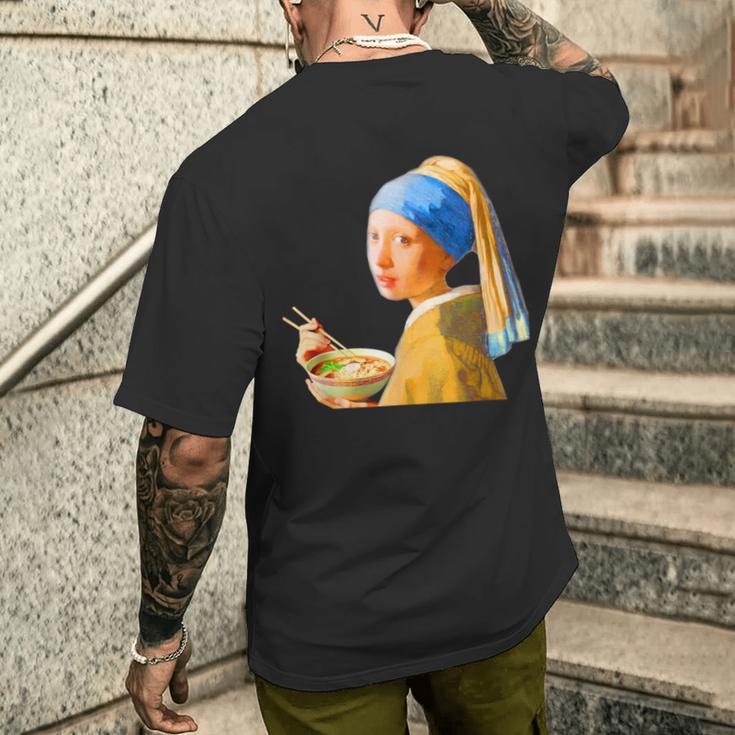 ラーメン 面白いtシャツ おもしろ ネタ フェルメール メンズ 面白い 服 おもしろグッズ グルメ 食べ物 メンズTシャツ バックプリント 彼への贈り物