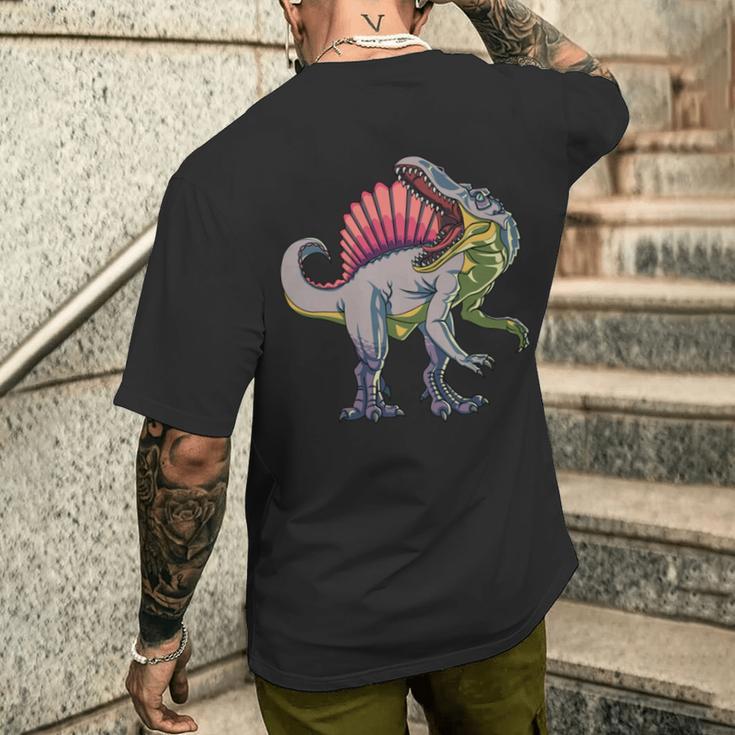 リアルなスピノサウルス 恐竜 先史時代の野生動物 長袖tシャツ メンズTシャツ バックプリント 彼への贈り物