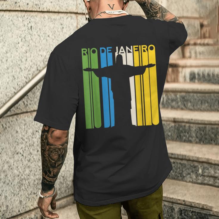 リオデジャネイロ ブラジル レトロ ビーチ ブラジルの像 サンパウロ メンズTシャツ バックプリント 彼への贈り物