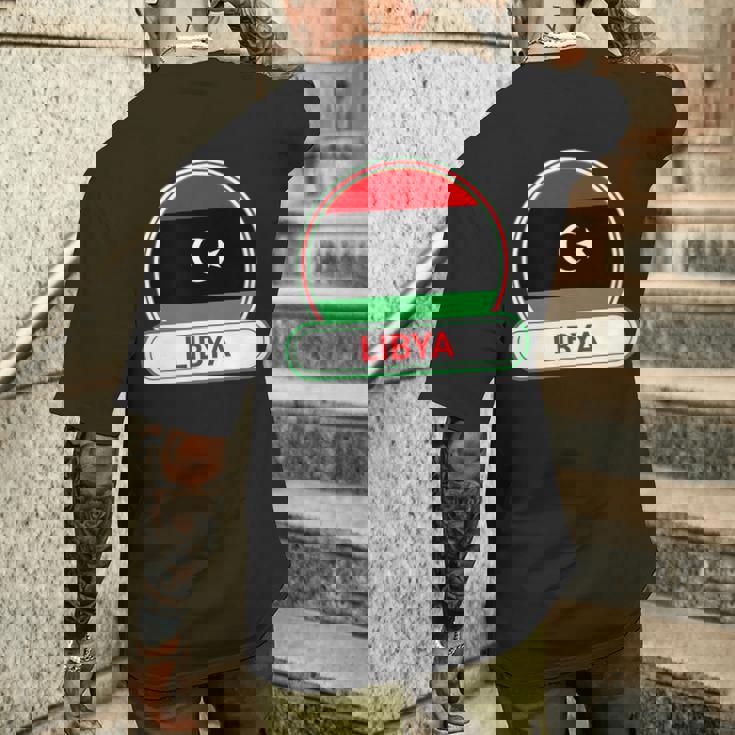 リビア国バッジ リビア国旗 メンズTシャツ バックプリント 彼への贈り物