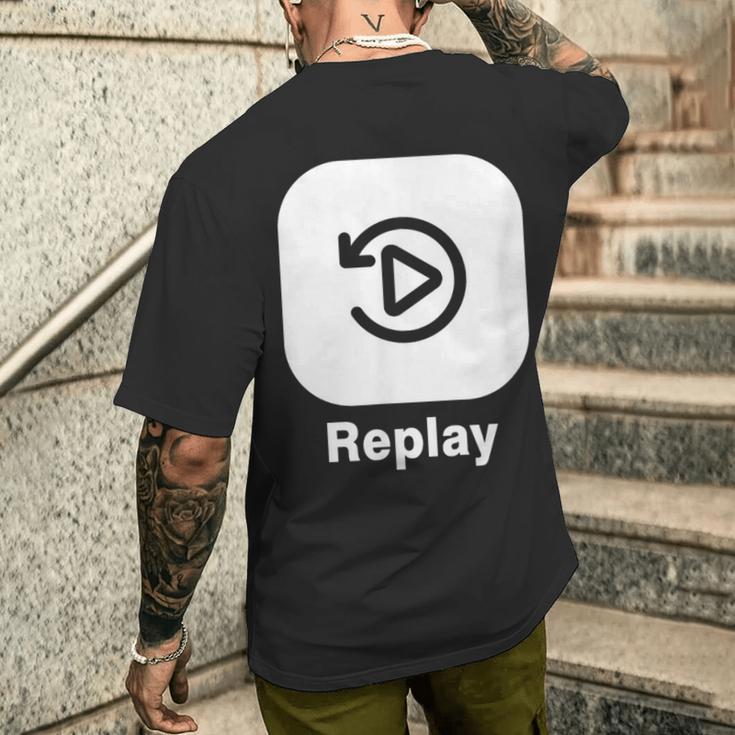 リプレイボタン メンズTシャツ バックプリント 彼への贈り物