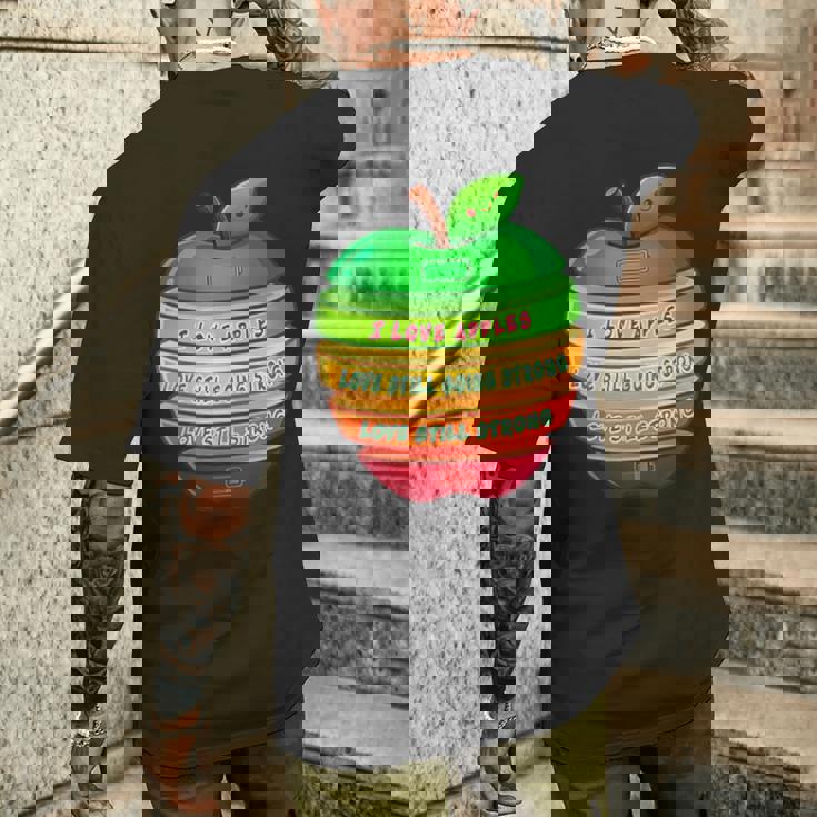 リンゴの力シリーズ リンゴのエネルギー リンゴ スライス 充電 バッテリー 残量 おもしろみ ユニーク メンズTシャツ バックプリント 彼への贈り物