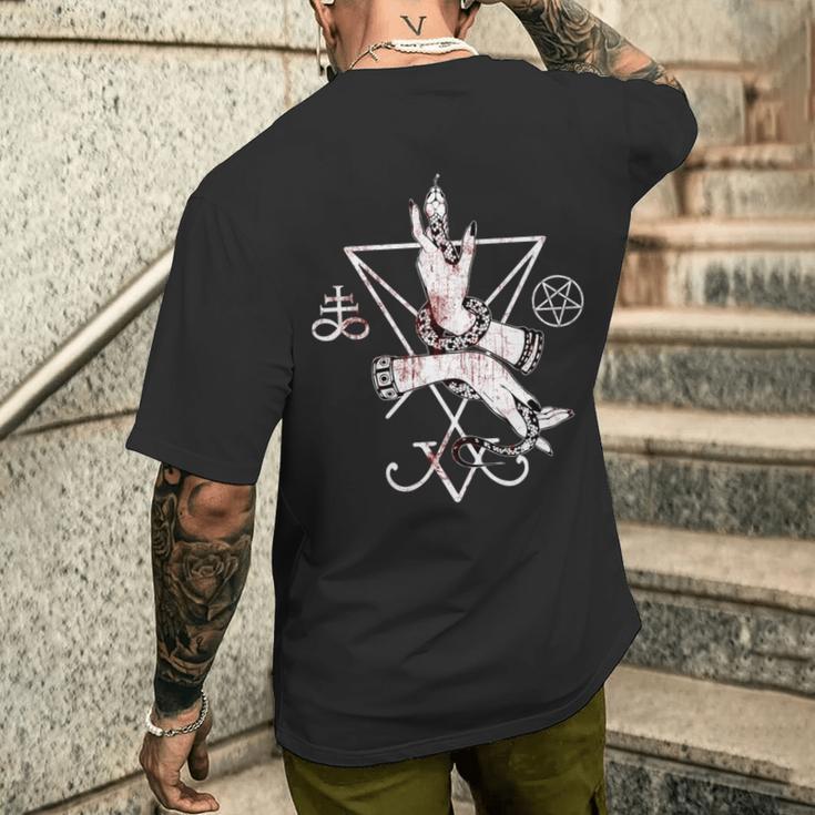 ルシファーの悪魔の紋章 五芒星とリヴァアタン十字架 長袖tシャツ メンズTシャツ バックプリント 彼への贈り物