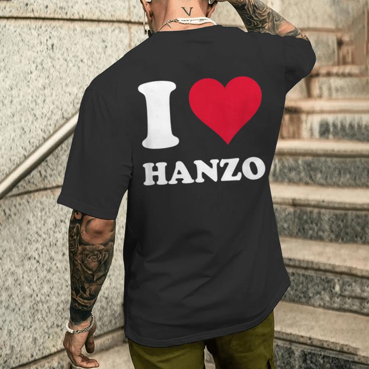 レッドハート I Love Hanzo メンズTシャツ バックプリント 彼への贈り物