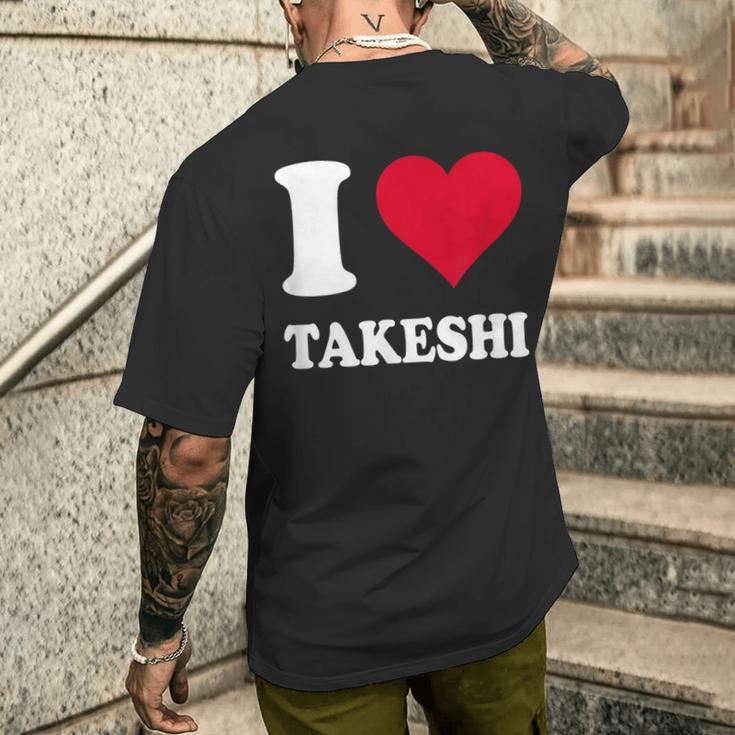 レッドハート I Love Takeshi メンズTシャツ バックプリント 彼への贈り物