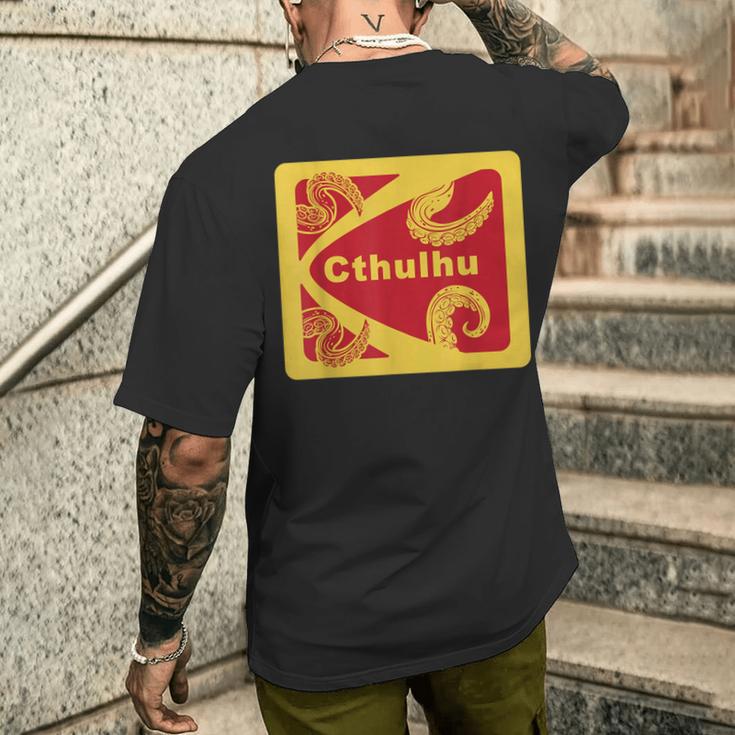 レトロ 1980年代のデザインスタイル クトゥルフと触手グラフィック メンズTシャツ バックプリント 彼への贈り物