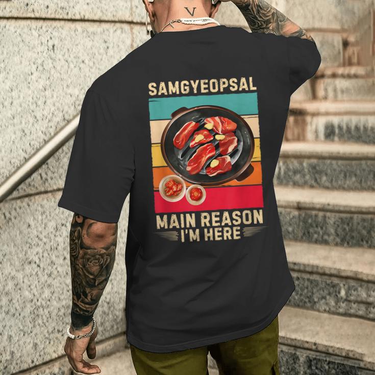 レトロ サムギョプサル 主な理由 僕がここにいる サムギョプサル恋人 メンズTシャツ バックプリント 彼への贈り物