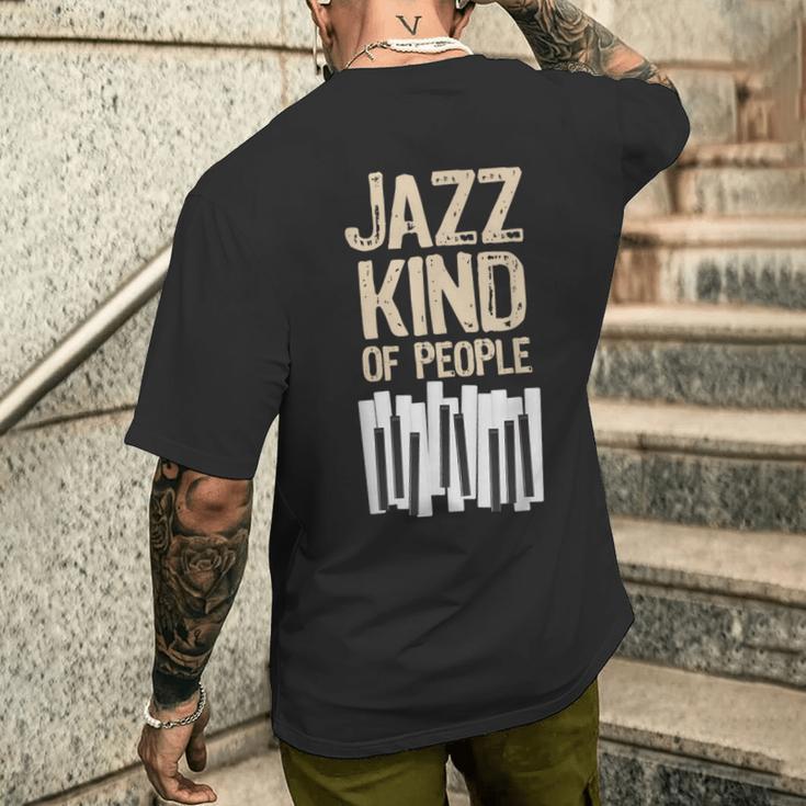 レトロ ジャズ 音楽愛好家 ピアノプレーヤー ミュージシャン キーボード メンズTシャツ バックプリント 彼への贈り物