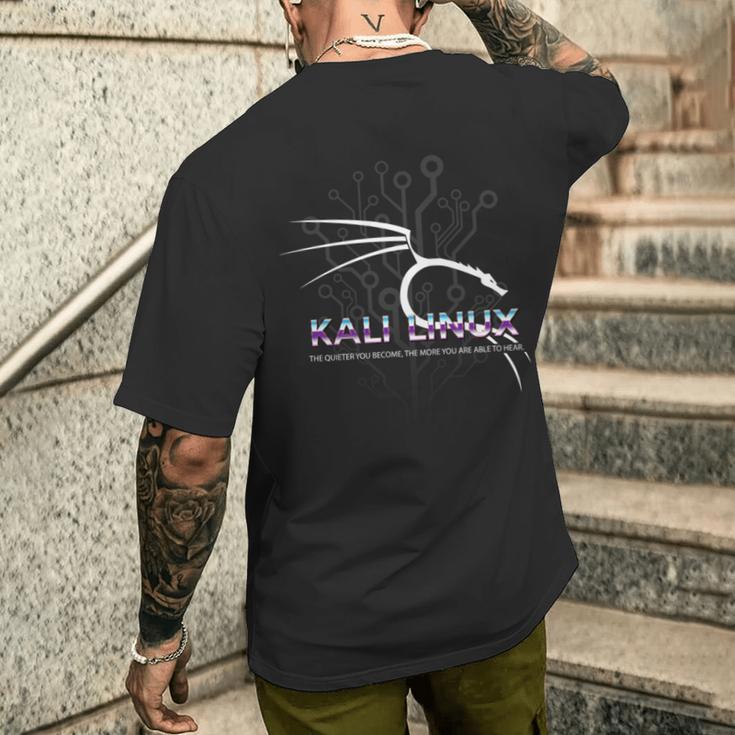レトロ バックトラック Kali Linux デザイン ドラゴンとタグライン 長袖tシャツ メンズTシャツ バックプリント 彼への贈り物