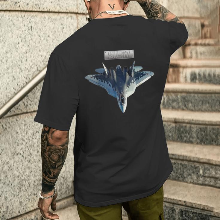 ロシアのステルス機第5世代su-57 メンズTシャツ バックプリント 彼への贈り物
