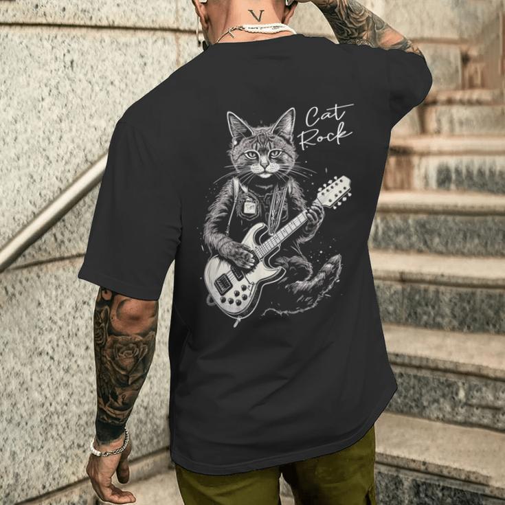 ロック・キャット I ギターを弾く猫 メンズTシャツ バックプリント 彼への贈り物