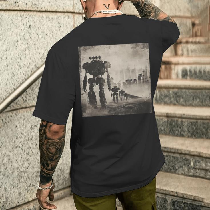 ロボットの行進、Sf、ロボット 長袖tシャツ メンズTシャツ バックプリント 彼への贈り物