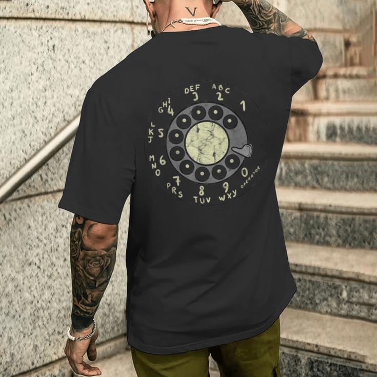 ロータリーダイヤルヴィンテージ古い電話番号 メンズTシャツ バックプリント 彼への贈り物