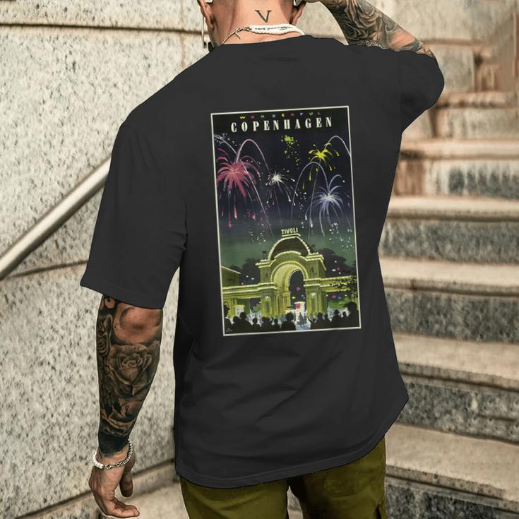 ワンダフル コペンハーゲン チボリ ポスター プリント メンズTシャツ バックプリント 彼への贈り物