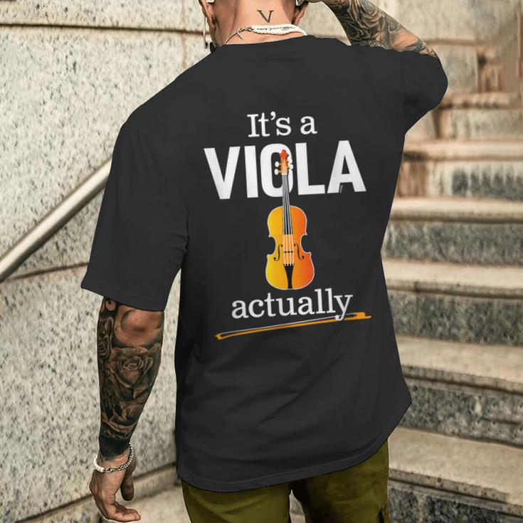 ヴィオラ奏者のためのヴィオラジョークまたはヴィオラミーム面白いヴィオラ 「 It's Aiola Actually」 メンズTシャツ バックプリント 彼への贈り物