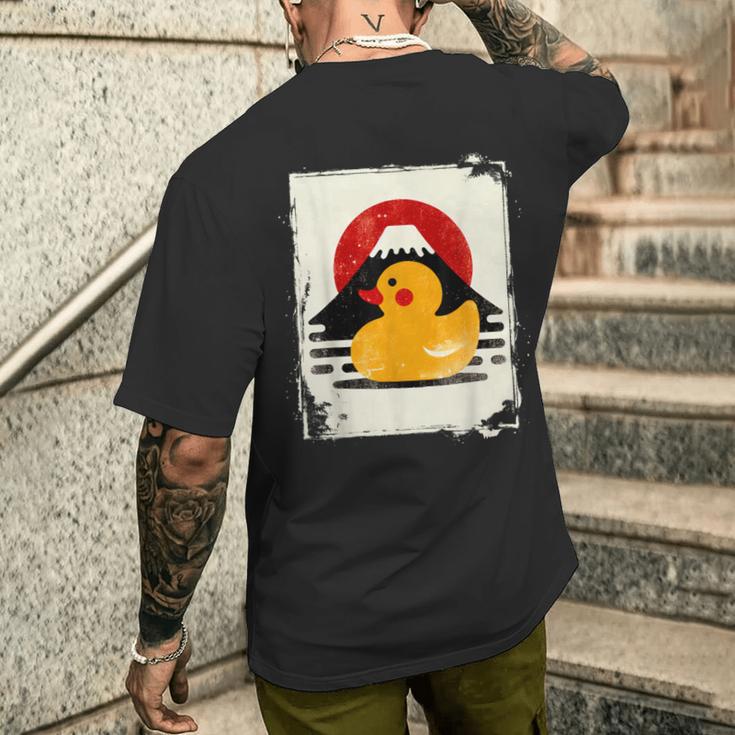 ヴィンテージ ゴム アヒル 富士山 日本のアヒル メンズTシャツ バックプリント 彼への贈り物