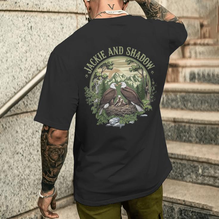 ヴィンテージ ジャッキーとシャドウ 白頭ワシファミリー 自然愛好家 メンズTシャツ バックプリント 彼への贈り物