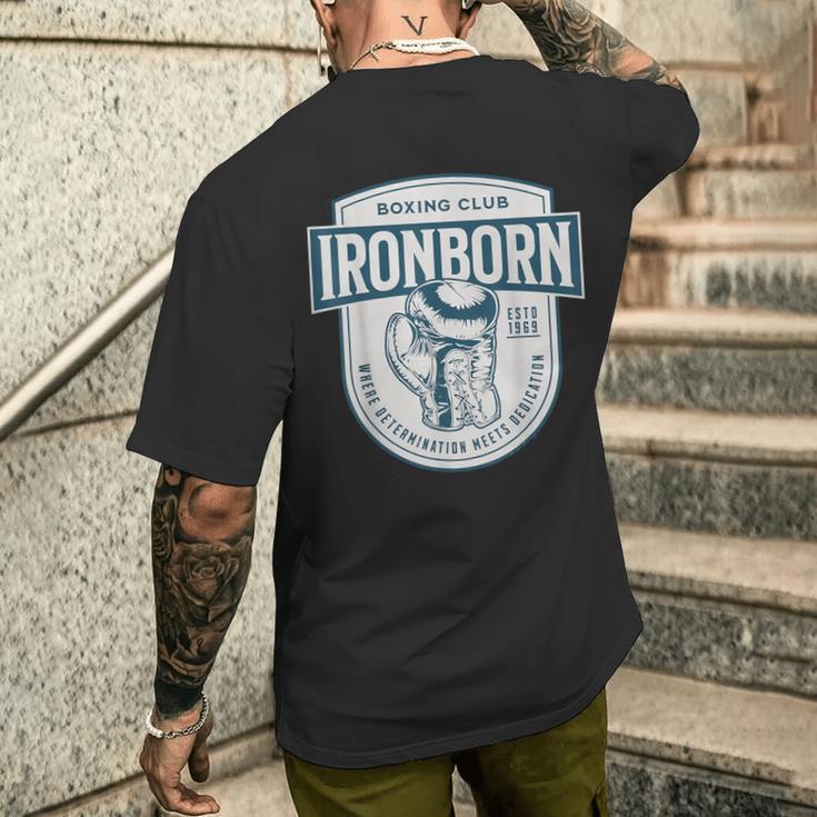 ヴィンテージ ボクシング 好き 鉄製 生まれ クイックハンド レトロ オールドスクール メンズTシャツ バックプリント 彼への贈り物