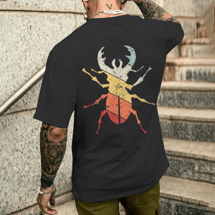 ヴィンテージレトロ カブトムシと昆虫昆虫学者ギフト カブトムシ メンズTシャツ バックプリント 彼への贈り物