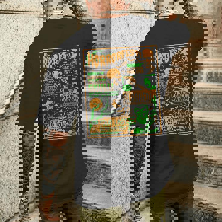 ヴィンテージ・ハロウィーン・クラシック・ホラー映画ポスター ホラーフェスト メンズTシャツ バックプリント 彼への贈り物