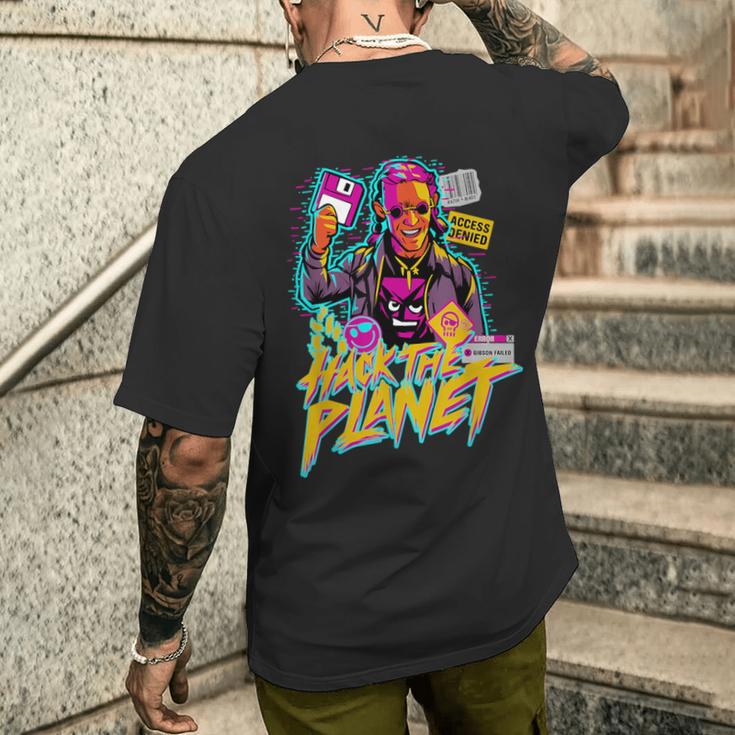 ヴェイパーウェーブ・ハック・ザ・プラネット メンズTシャツ バックプリント 彼への贈り物