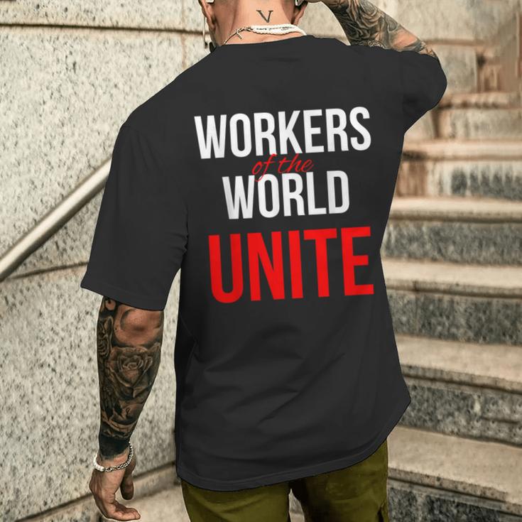 万国の労働者団結せよ メンズTシャツ バックプリント 彼への贈り物