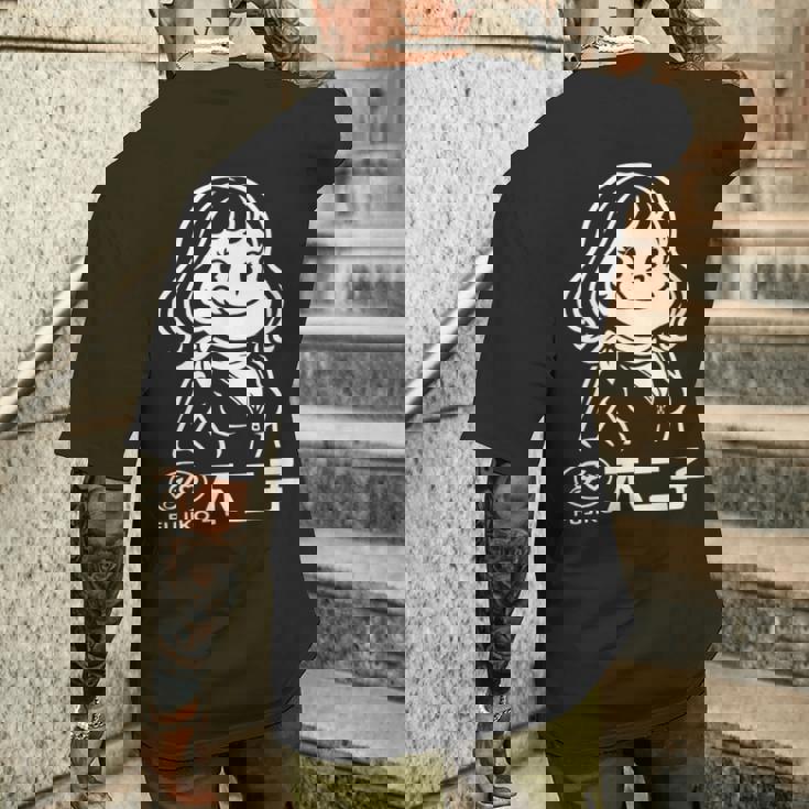 不二子 ペコちゃん風 レトロガール Fujiko 日本 アニメ パロディ メンズTシャツ バックプリント 彼への贈り物