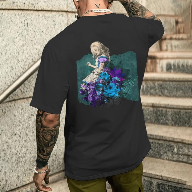 不思議の国のアリス グランジ パープルティール スチームパンク メンズTシャツ バックプリント 彼への贈り物