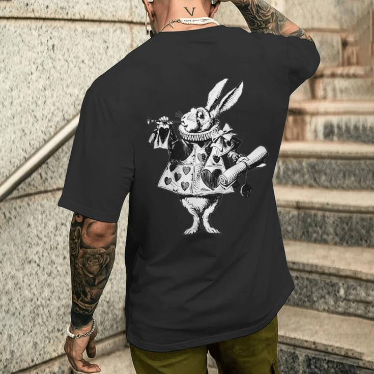 不思議の国のアリス 白うさぎ メンズTシャツ バックプリント 彼への贈り物